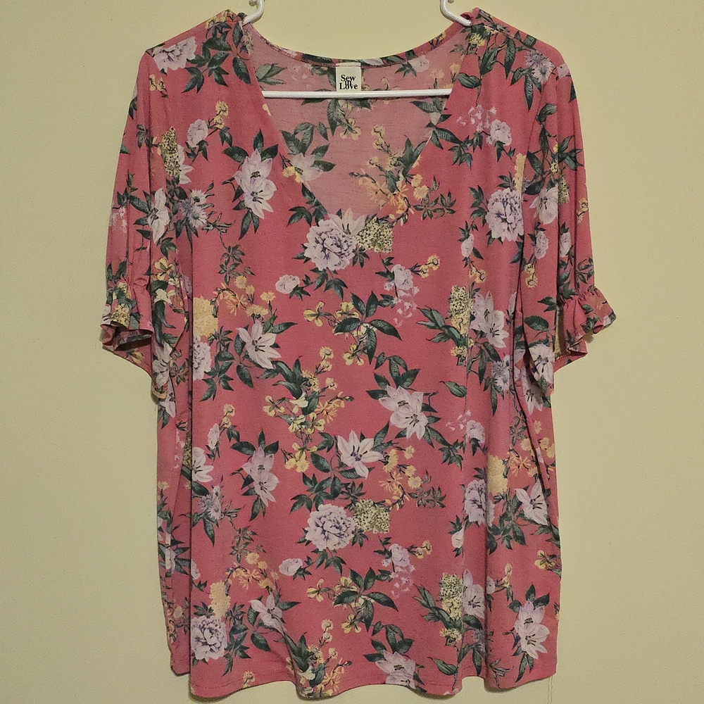 Sew In Love Pink Floral Blouse